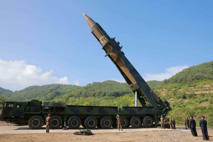 The intercontinental ballistic missile Hwasong-14 is seen in this undated photo released by North Korea’s Korean Central News Agency (KCNA) in Pyongyang, July, 4 2017. (Photo: KCNA/via Reuters)