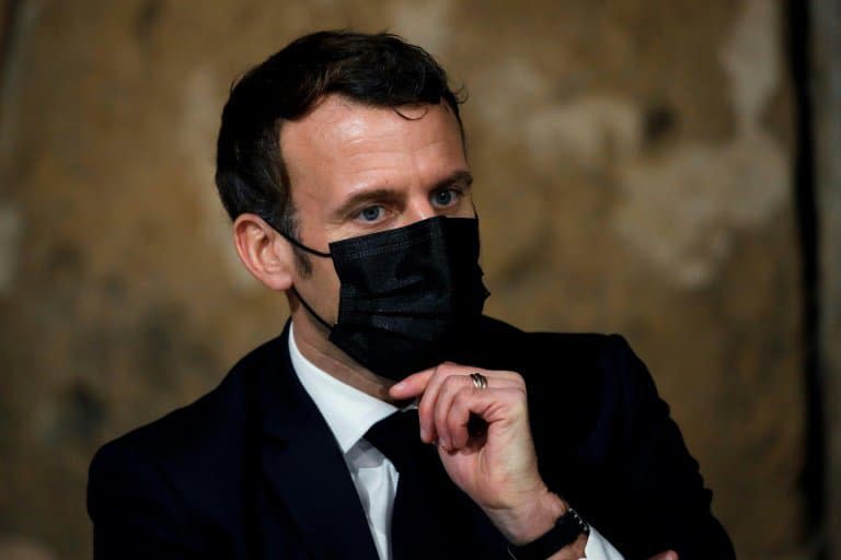 Le président Emmanuel Macron, le 12 janvier 2021 à Tilly, dans le Calvados - Christophe Ena © 2019 AFP