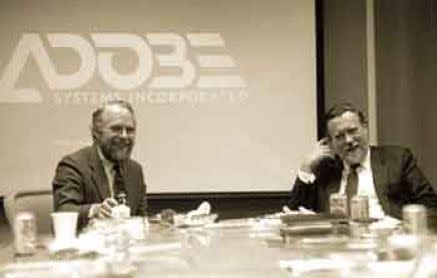 John Warnock  (Adobe) and Charles Geschke in 1982 at the foundation of Adobe Systems.