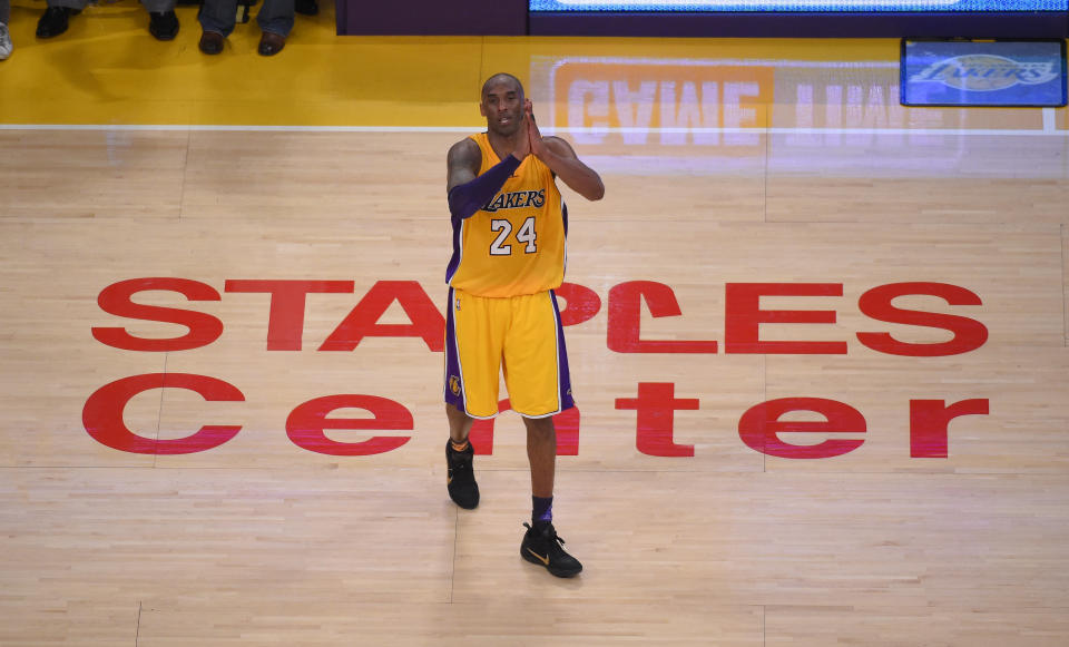 Kobe Bryant。（AP Photo/Mark J. Terrill）