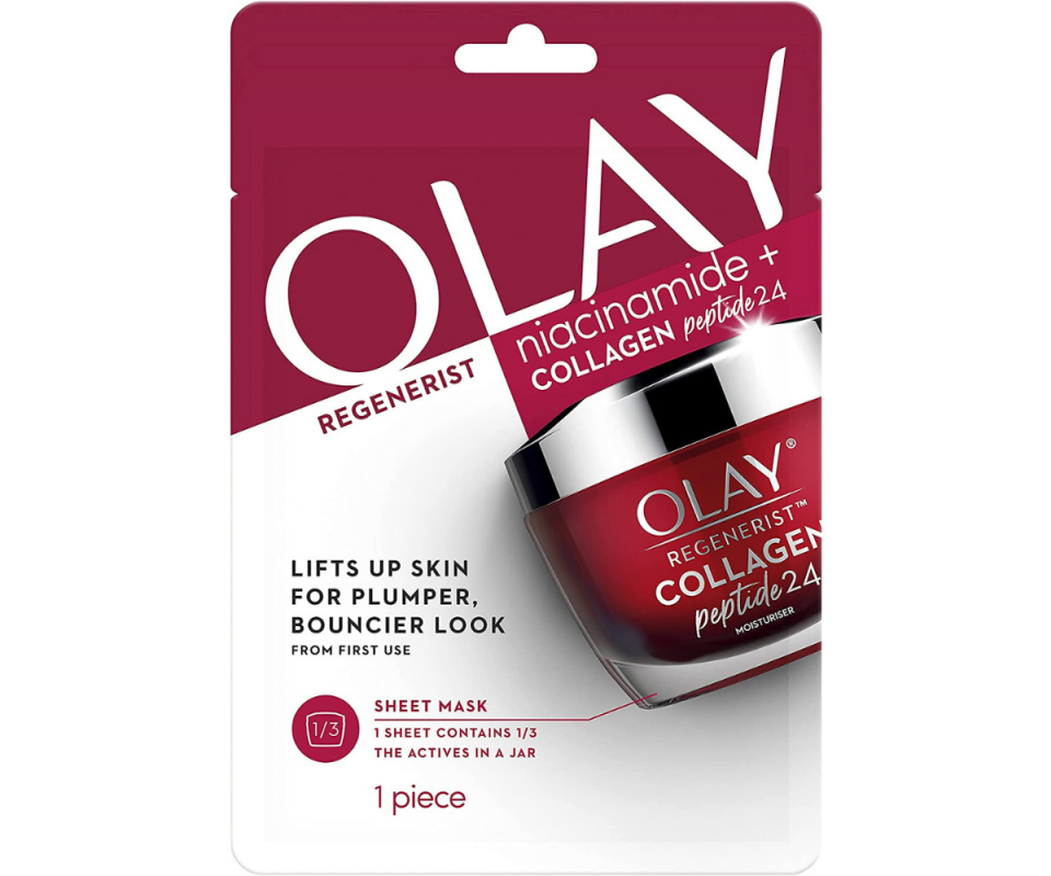 Olay Regenerist Niacinamide + Collagen Peptide 24, 1 Sheet Mask. Photo: Amazon 