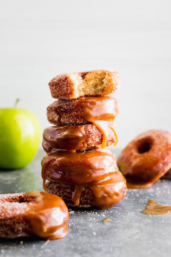 Homemade Apple Cider Donuts With Caramel Sauce