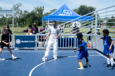 Allstate and Tyler Adams unveil mini-pitch for youth in Detroit (Photo: Business Wire)