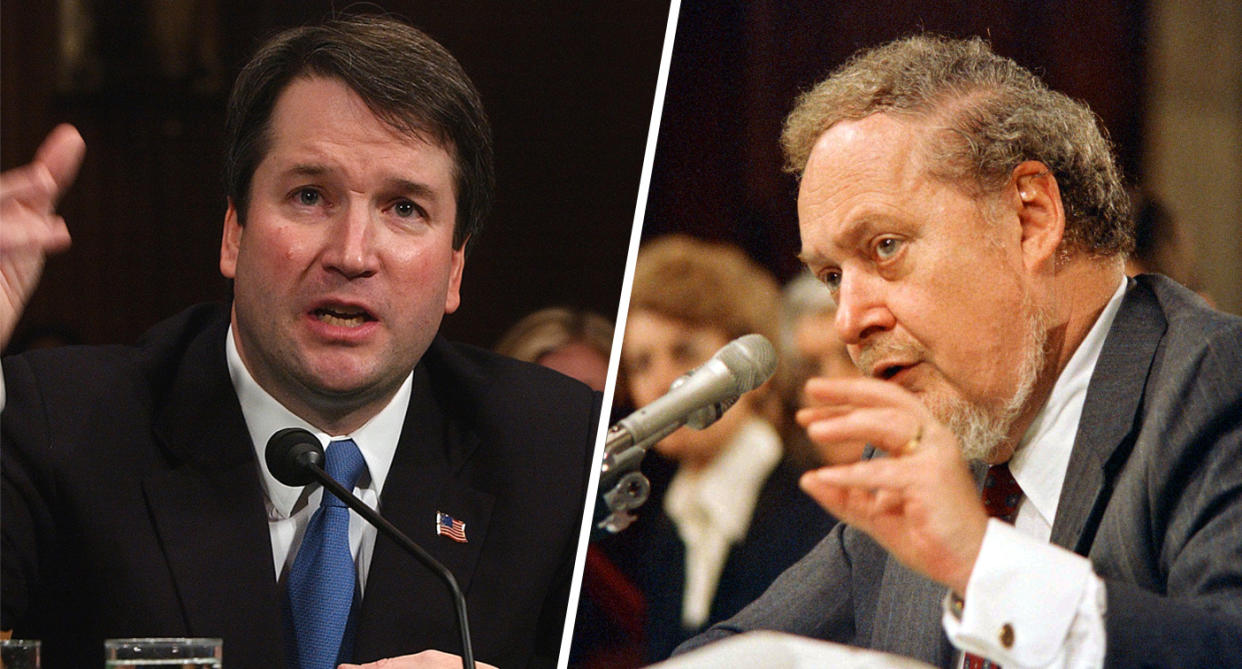 Supreme Court nominees, Judge Brett Kavanaugh and Judge Robert H. Bork. (Photos: Dennis Cook/AP; Charles Tasnadi/AP)