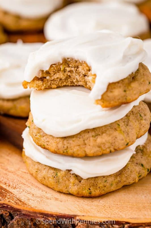 <p>Spend With Pennies</p><p>Enjoy spring and eat your vegetables too with these super-moist frosted zucchini cookies.</p><p><strong>Get the recipe: <a href="https://www.spendwithpennies.com/moist-zucchini-cookies-with-cream-cheese-frosting/" rel="nofollow noopener" target="_blank" data-ylk="slk:Zucchini Cookies;elm:context_link;itc:0;sec:content-canvas" class="link ">Zucchini Cookies</a></strong></p>