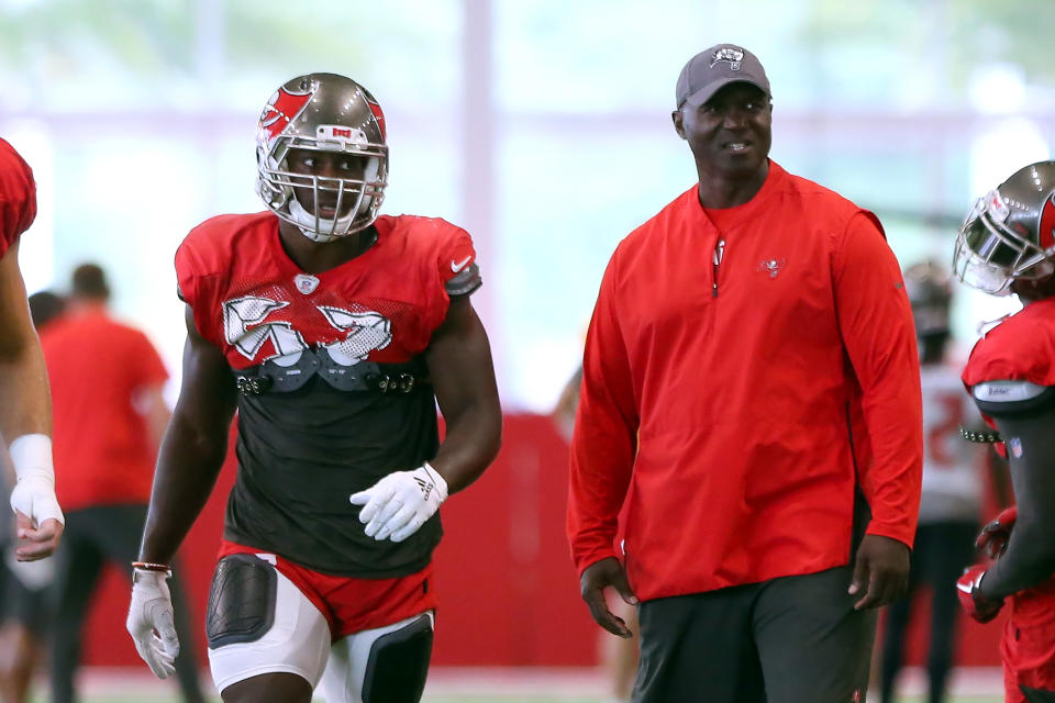 Defensive Coordinator Todd Bowles on Bruce Arians' coaching staff: 'we’re all in it as one, we all have our niche to make the team better and we’re trying to do that.' (Photo by Cliff Welch/Icon Sportswire via Getty Images)