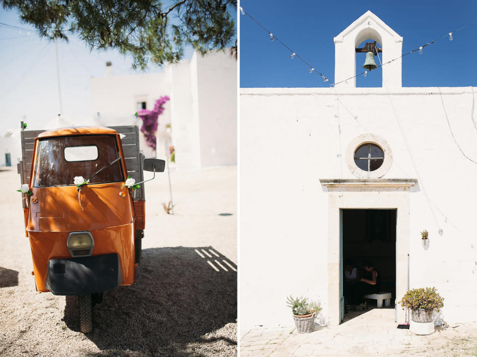 A Piaggio Ape was used to serve drinks during cocktail hour.