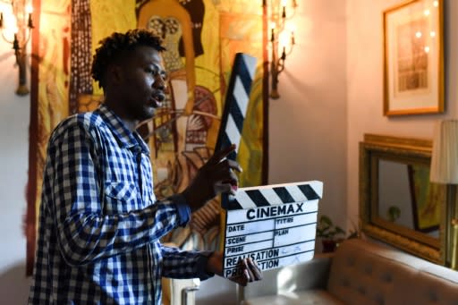 A man takes part in a workship at the 2nd edition of the Bushman Film Festival, which draws thousands of smartphone movies to Africa