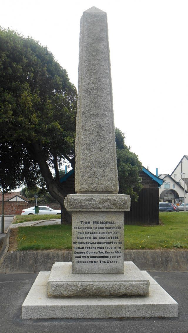 The Memorial Obelisk to Convalescent Depot for Indian Troops in Barton-on-Sea,  Hampshire