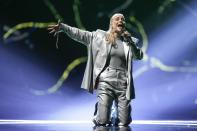 Dilja de Islandia durante los ensayos generales para la segunda semifinal del Festival de la Canción Eurovisión en Liverpool, Inglaterra, el 10 de mayo de 2023. (AP Foto/Martin Meissner)