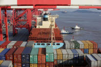 A container area is seen at the Yangshan Deep Water Port, part of the Shanghai Free Trade Zone, in Shanghai, China September 24, 2016. REUTERS/Aly Song