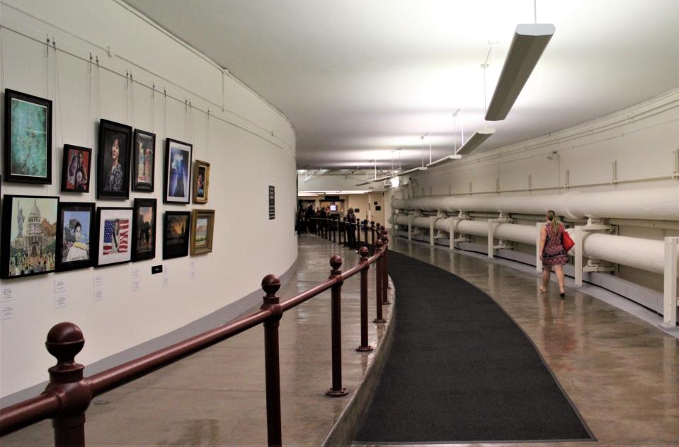 Walking through underground tunnels to Congress on our tour.