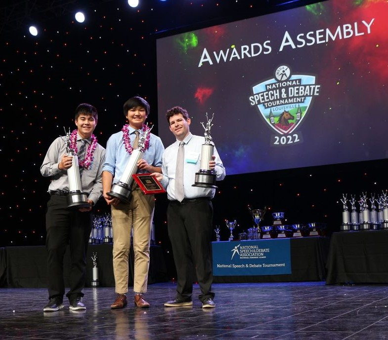Washburn Rural debate seniors Zach Willingham and Jinyoon Park were the national champions for policy debate in the 2022 National Speech and Debate Tournament, held in Louisville, Ky. Their coach, Tim Ellis, was also recognized with the Ted Belch award for best policy debate coach in the nation.