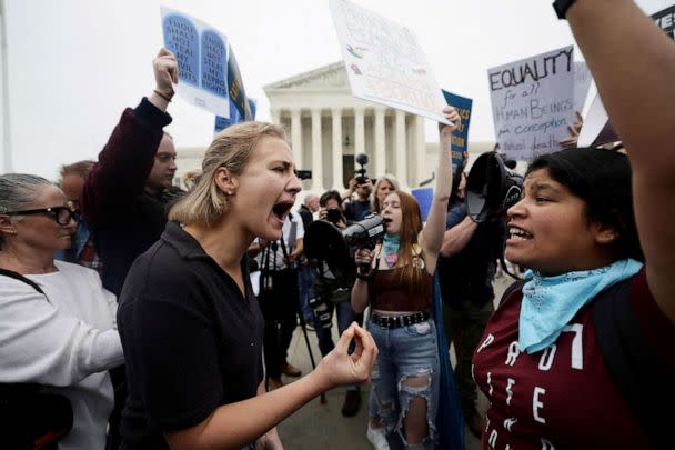 PHOTO: FILE - Pro-abortion and anti-abortion demonstrators protest outside the U.S. Supreme Court in Washington, May 3, 2022. (Evelyn Hockstein/Reuters, FILE)