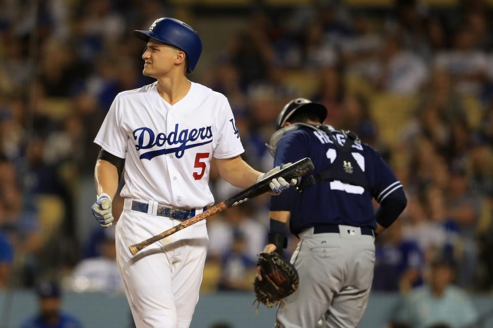 Corey Seager won’t be available for the Dodgers early in the NLCS. (Photo by Sean M. Haffey/Getty Images)