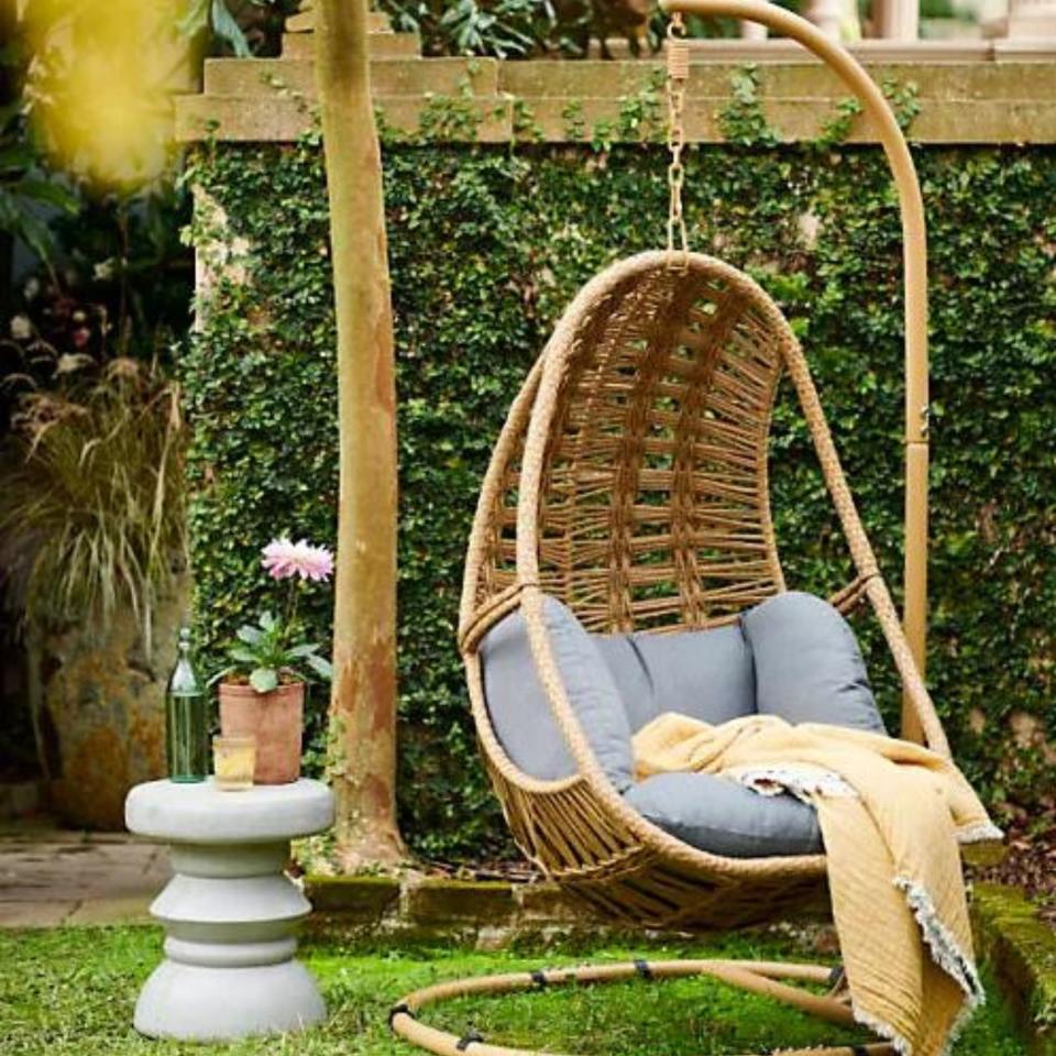 An outdoor egg chair 