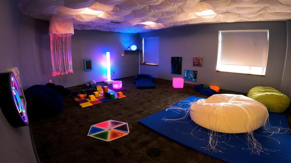The Toms River branch of the Ocean County Library offers a sensory space for anyone to utilize. The space is filled with sensory-supporting toys, musical equipment, seating and more which is especially helpful to those on the spectrum.