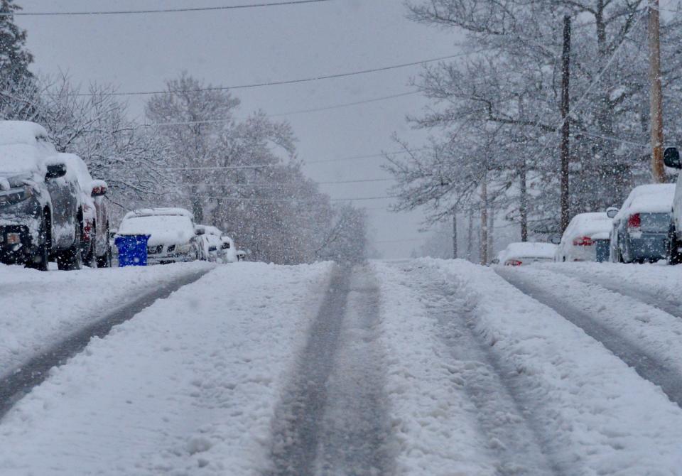 South Mont Valla Avenue in Hagerstown's West End on the morning of Tuesday, Feb. 13, 2024, a few minutes before a snow plow came down the street.