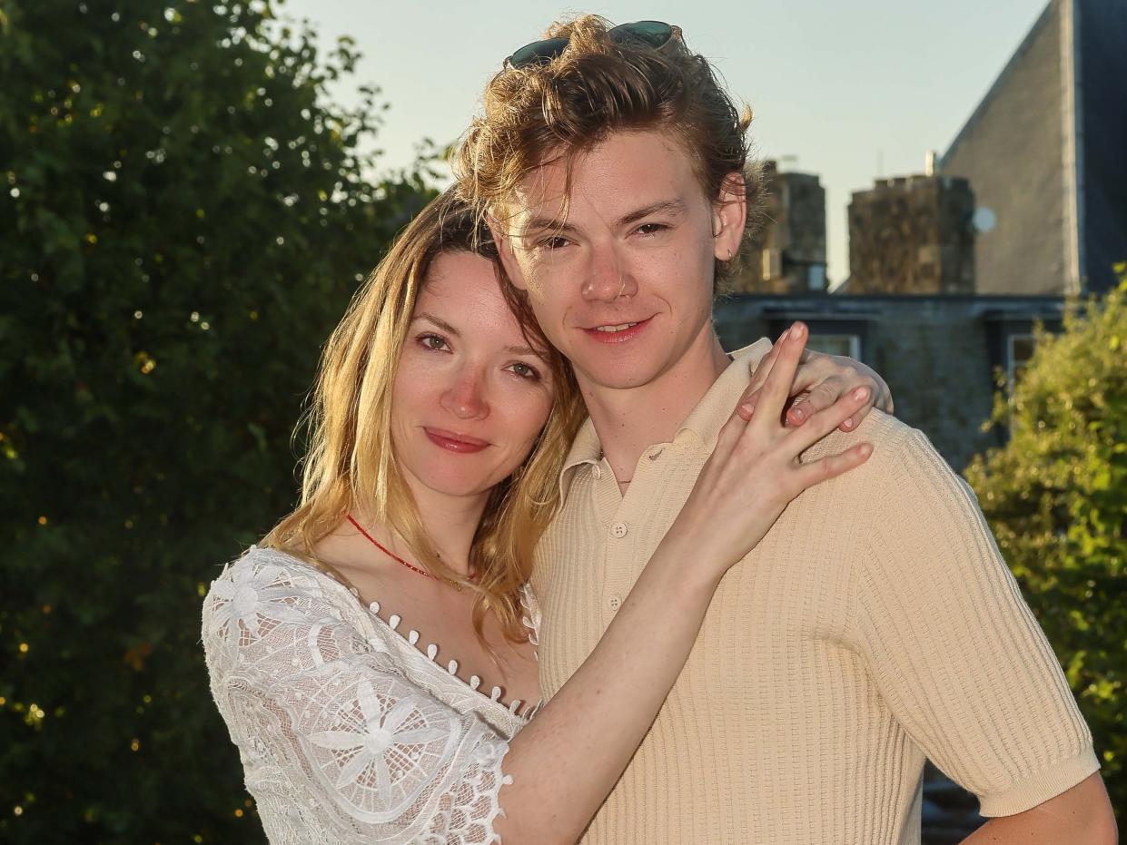 Talulah Riley and Thomas Brodie-Sangster attend Cowes Week 2022 on August 2, 2022 in Cowes, England.