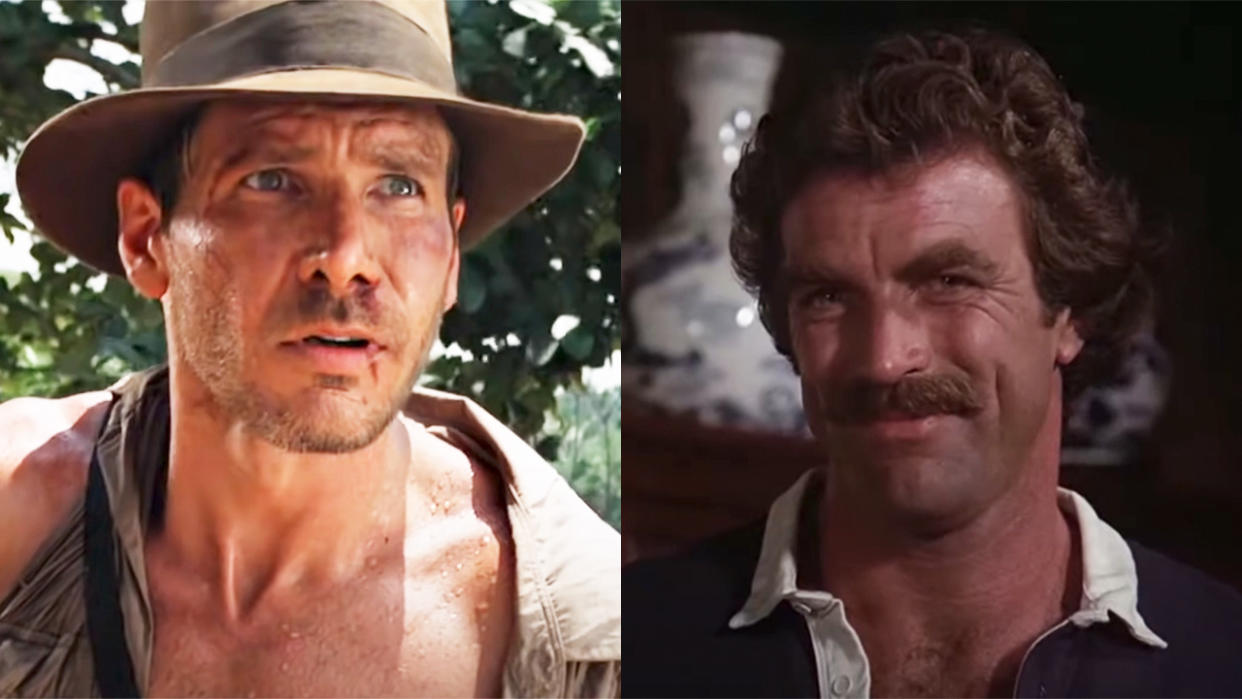  Indiana Jones in Temple of Doom and Tom Selleck as Magnum P.I. 