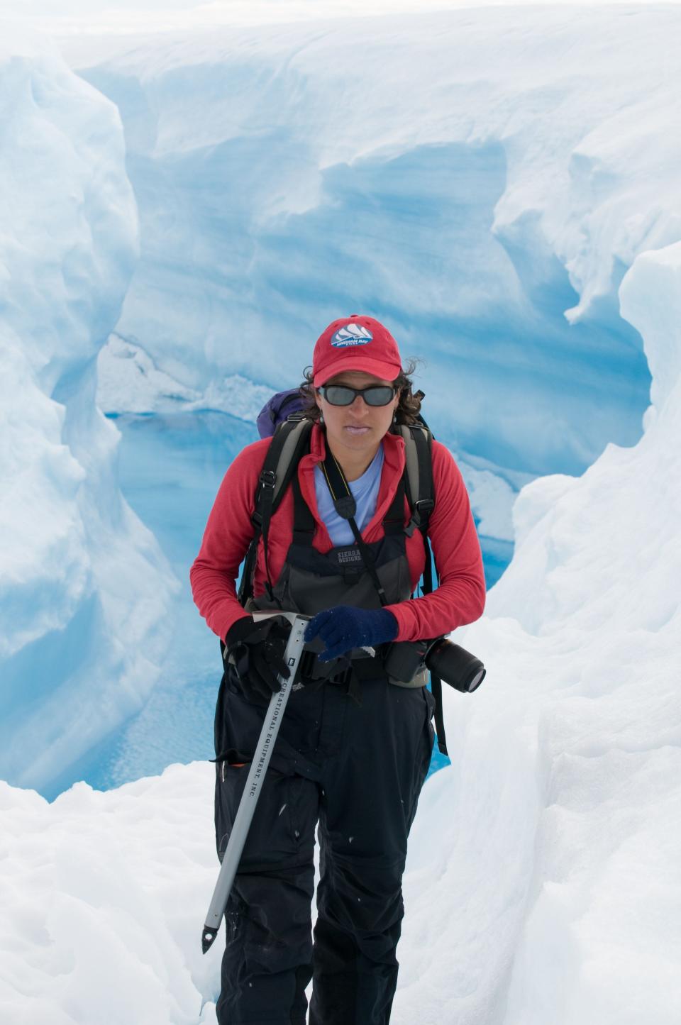 WHOI glaciologist Sarah Das on the Greenland Ice Sheet. Das spoke as part of a panel on Arctic climate change at the Cop26 UN climate change conference in Glasgow last week. "I think the best thing you can bring to the ice camp is the right attitude. You need to be able to work in fairly uncomfortable, adverse conditions and look after yourself and look after your campmates, and then, on top of that, as a scientist, you want to always be observing and exploring and asking questions."