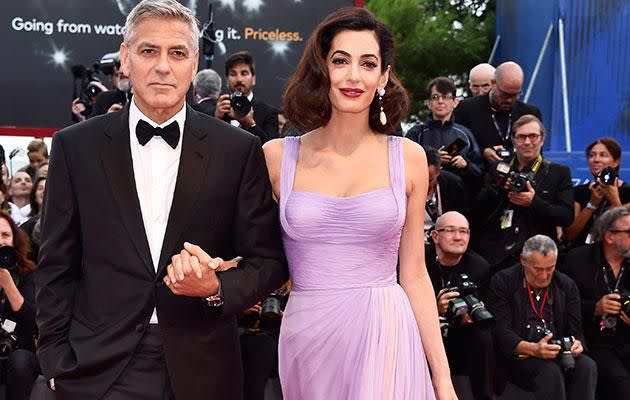 George and Amal on the red carpet at the Venice Film Festival. Source: Getty