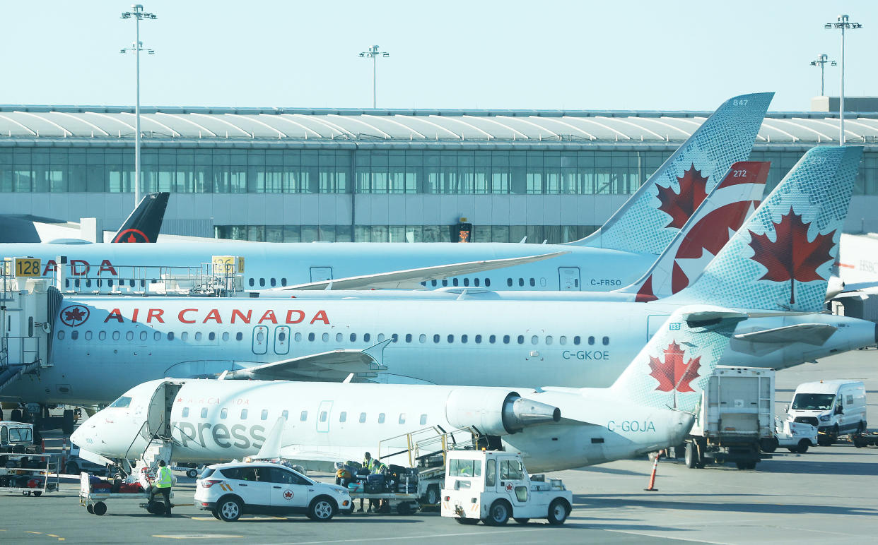 MISSISSAUGA, ON- JUNE 10  -   Air Canada airplanes on the Terminal three tarmac at Pearson International Airport that services Toronto  in Mississauga. June 10, 2022.        (Steve Russell/Toronto Star via Getty Images)