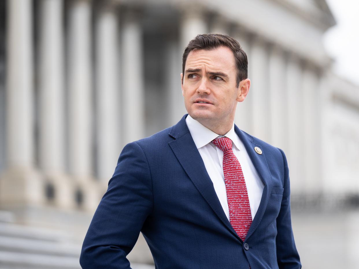 Rep. Mike Gallagher, R-Wisc., walks down the House steps on Friday, September 30, 2022. (Bill Clark/CQ-Roll Call, Inc via Getty Images)