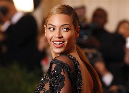 Singer Beyonce arrives at the Metropolitan Museum of Art Costume Institute Benefit celebrating the opening of the "Schiaparelli and Prada: Impossible Conversations" exhibition in New York, May 7, 2012. REUTERS/Lucas Jackson