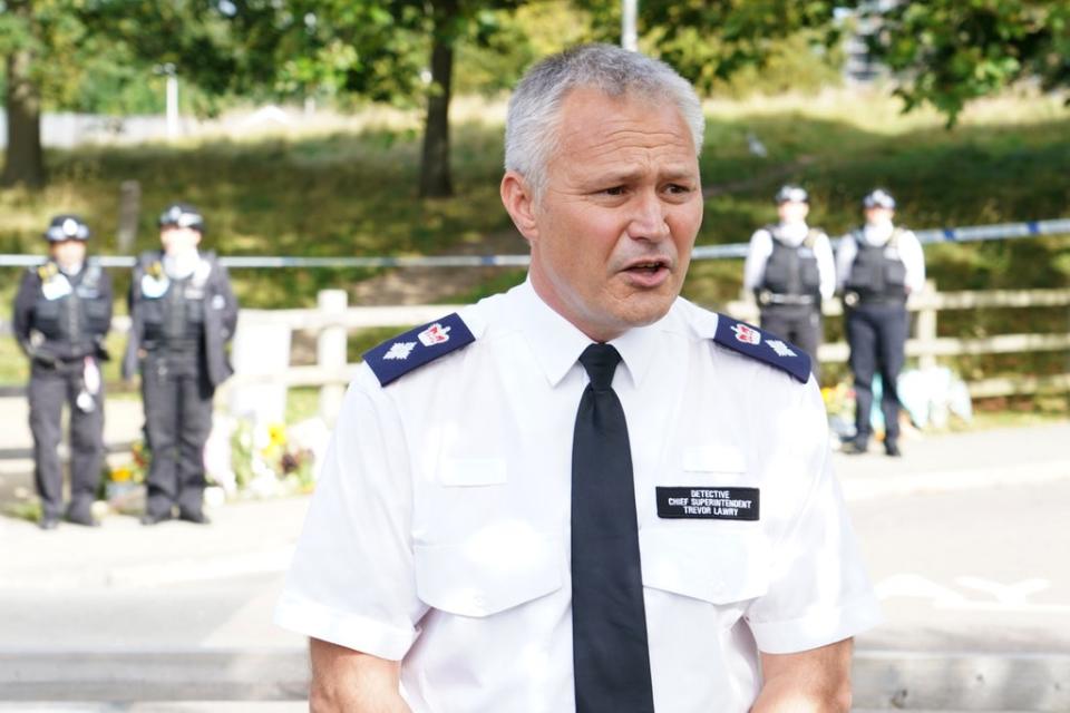 Chief Superintendent Trevor Lawry by speaking to the media at Cator Park in Kidbrooke, south London (Ian West/PA) (PA Wire)