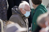 <p>Senator Bernie Sanders arrives at the inauguration on Wednesday. </p>