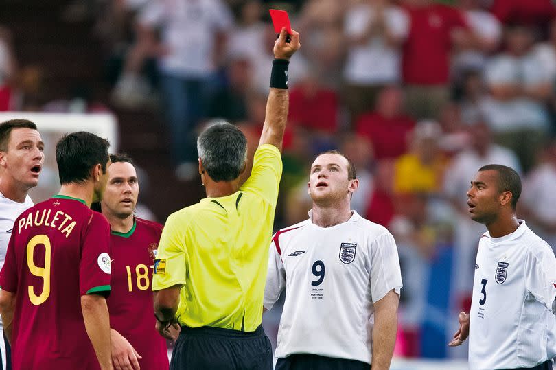 Wayne Rooney is sent off for England at the World Cup