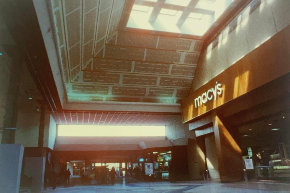 An undated photo of Monmouth Mall looking at the entrance to Macy's.