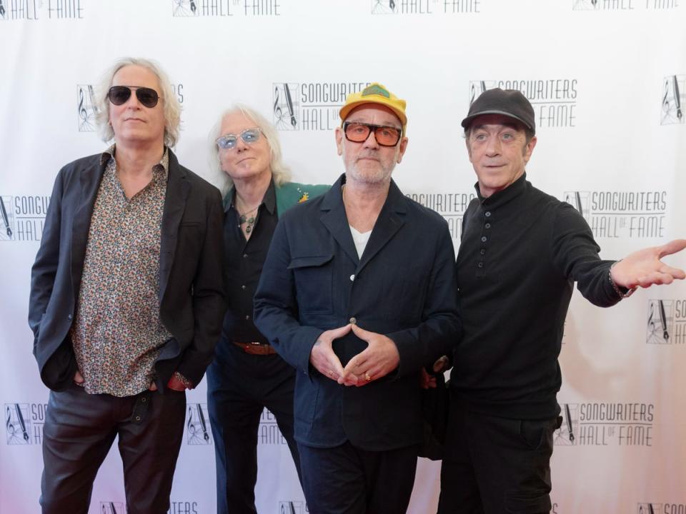 Peter Buck, Mike Mills,  Michael Stipe, and Bill Berry of R.E.M. attend the 2024 Songwriters Hall Of Fame Induction (Getty Images)