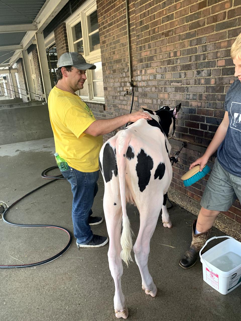 Wheaten Mather, 40, of Des Moines, just before he says he saw a pig being abused by a competitor at the Iowa State Fair.