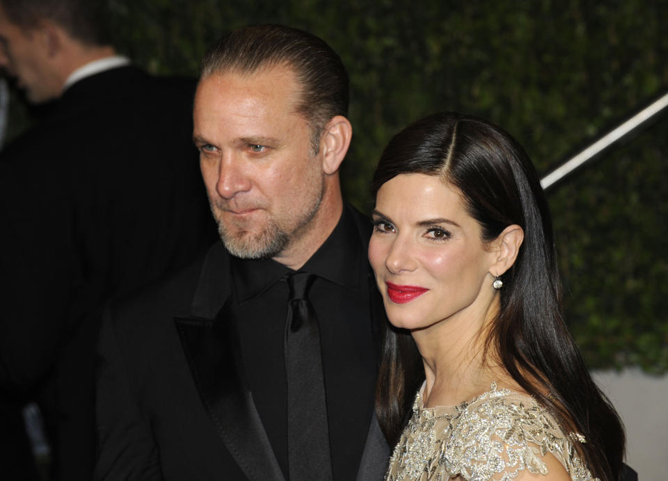 Actor Jesse James and Actress Sandra Bullock arrive at the 2010 Vanity Fair Oscar Party