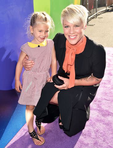 <p>Kevin Winter/Getty</p> Pink and Willow Hart at the L.A. premiere of 'Inside Out' on June 8, 2015