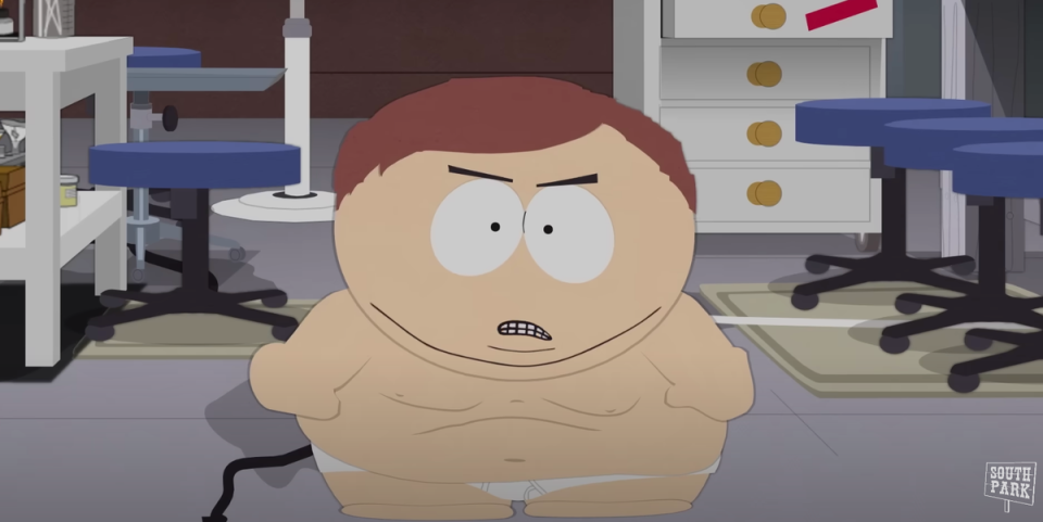 South Park’s Eric Cartman in the weight loss lab (Paramount+)
