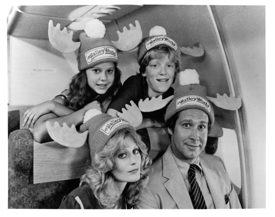 Actress Dana Barron, actor Anthony Michael Hall, actress Beverly D'Angelo and actor Chevy Chase pose for the Warner Bros. movie 
