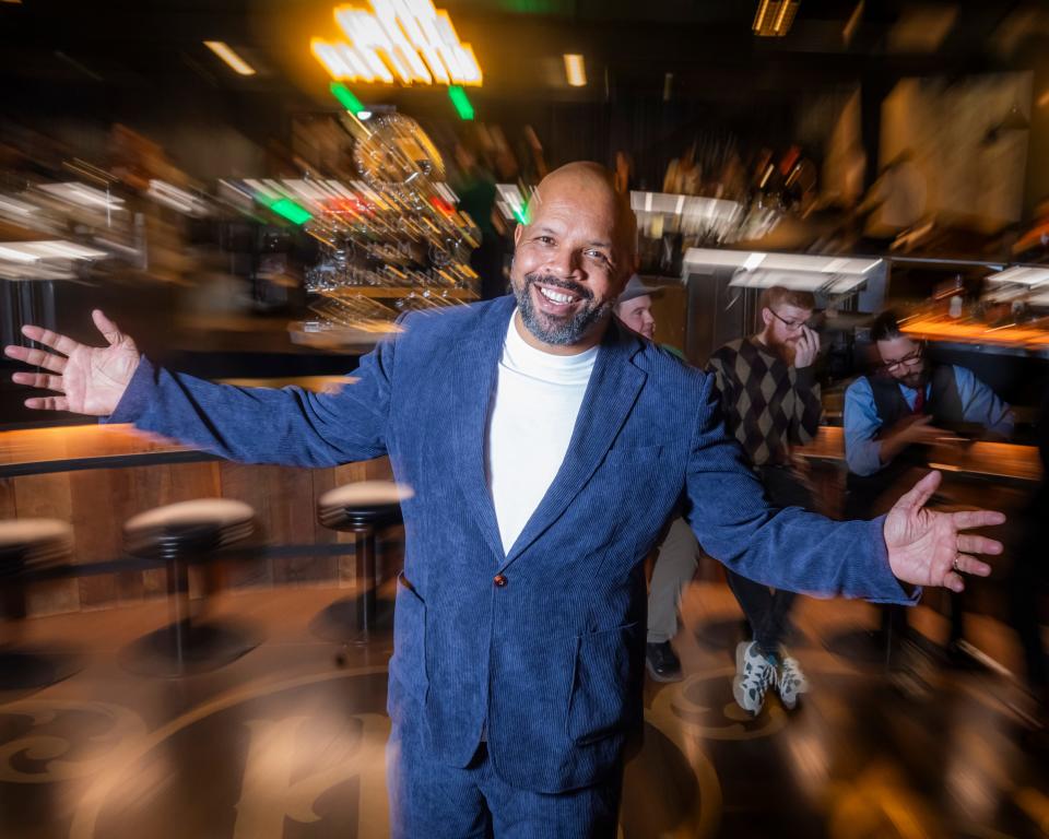 Nearest Green co-founder Keith Weaver is photographed at the distillery’s restaurant and bar, Humble Baron, during a holiday party Friday, Dec. 8, 2023.