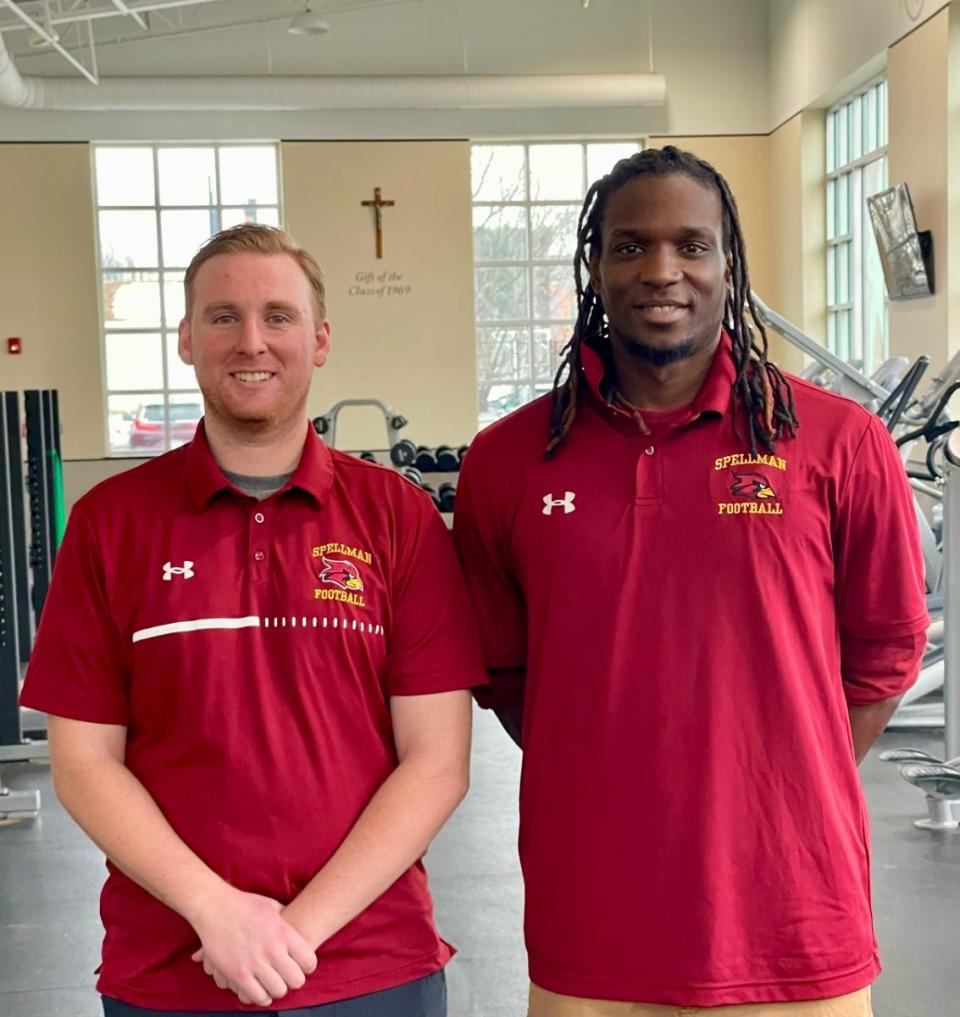 Ryan Donovan, left, and Jequan Johnson are the new co-head coaches of the Cardinal Spellman High football team.