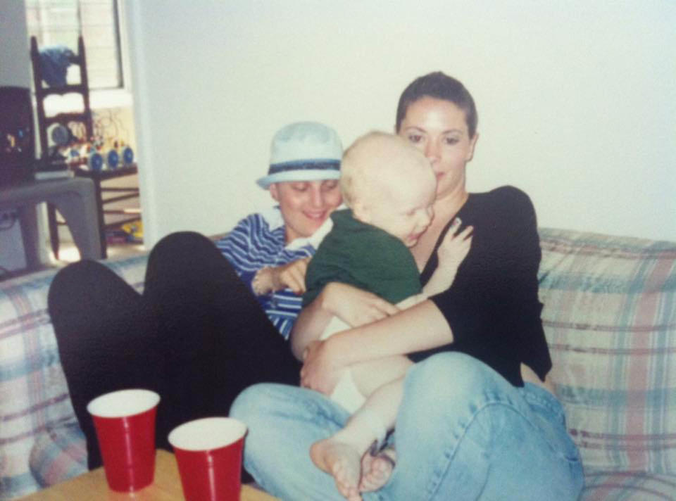 "Caitlin (left), me (center) and Jack (on my lap). I'm the only one still here. This was taken a little over 17 years ago, and we were all treated at Memorial Sloan Kettering Cancer Center. <strong>I could write you a book because a few sentences just wouldn't suffice.</strong>" -- Melissa McDonell