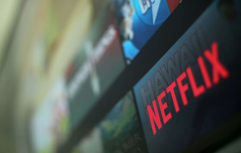 The Netflix logo seen on a TV. (File Photo: Reuters/Mike Blake)