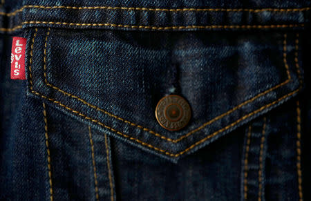 FILE PHOTO: The label of a Levi's denim jacket of U.S. company Levi Strauss is seen at a denim store in Frankfurt, Germany, March 20, 2016. REUTERS/Kai Pfaffenbach/File Photo