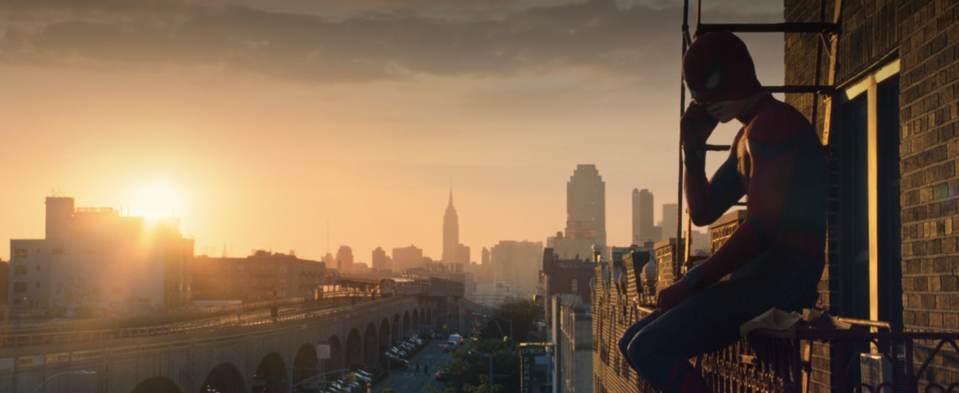 A man on a fire escape in New York