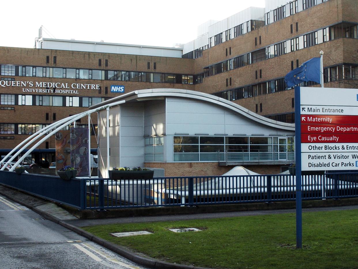 The NHS trust which runs the Queen’s Medical Centre in Nottingham has announced plans to cancle most of its planned surgeries for the next week (PA)