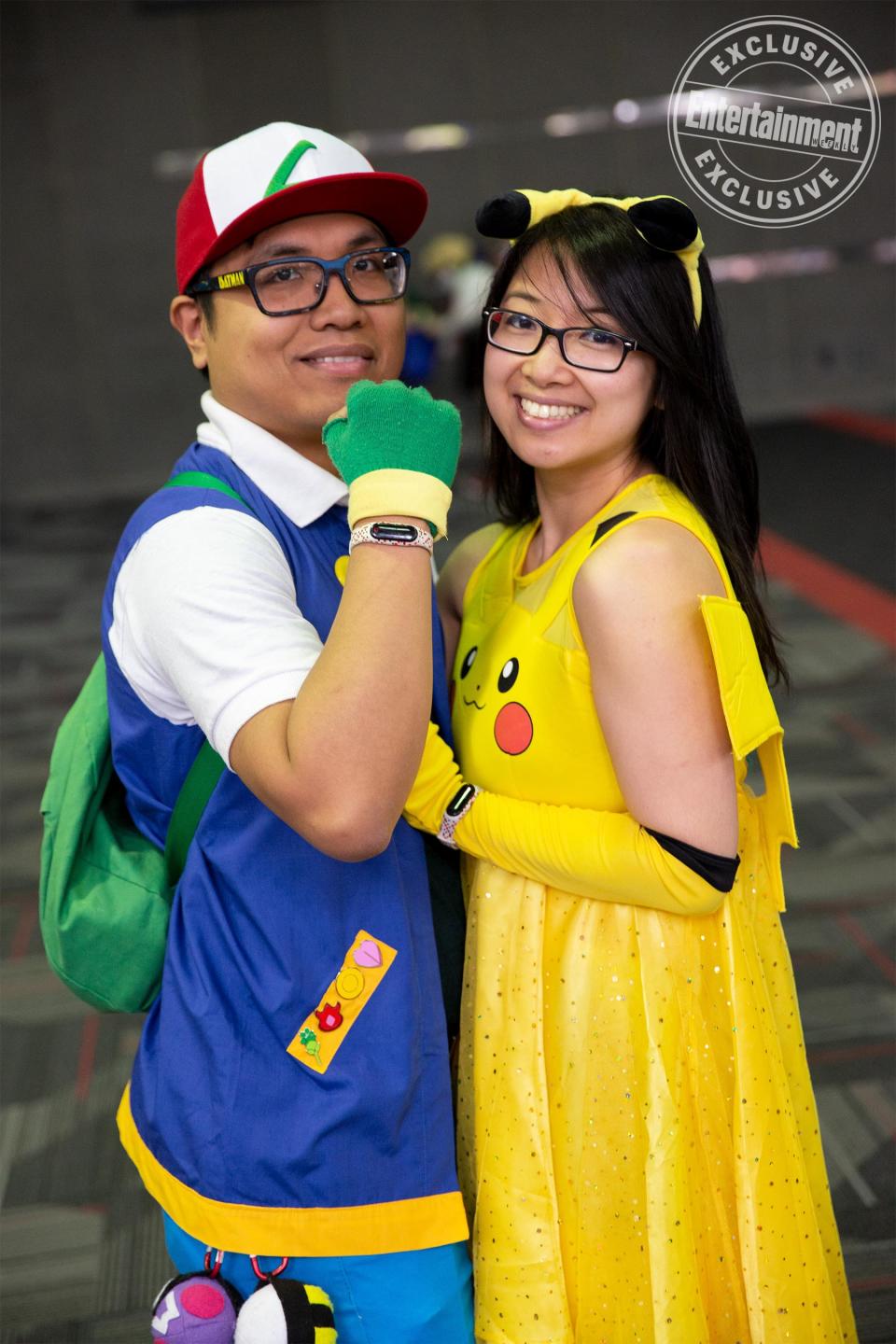 Ash Ketchum and Pikachu from Pokemon cosplayers