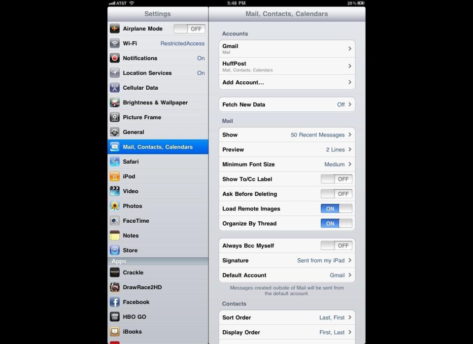 Well, you can launch the iPad's Safari browser and navigate to Gmail.com, of course, but we prefer the Mail app -- as should you, <strong>Michael in San Diego</strong>. Here are your steps:    1. Click on the Settings app.  2. Touch Mail, Contacts, Calendars on the left sidebar.  3. Under Accounts, touch "Add Account..."  4. Touch Gmail.  5. Enter your name, email address, password, and what you want to call your account (Home Gmail, Work Gmail, Party Gmail, etc.).  6. Choose whether you want to sync your mail, calendars, or notes from that account.  7. Boom, you're done. Check out your new email accounts in the Mail app from the homescreen.