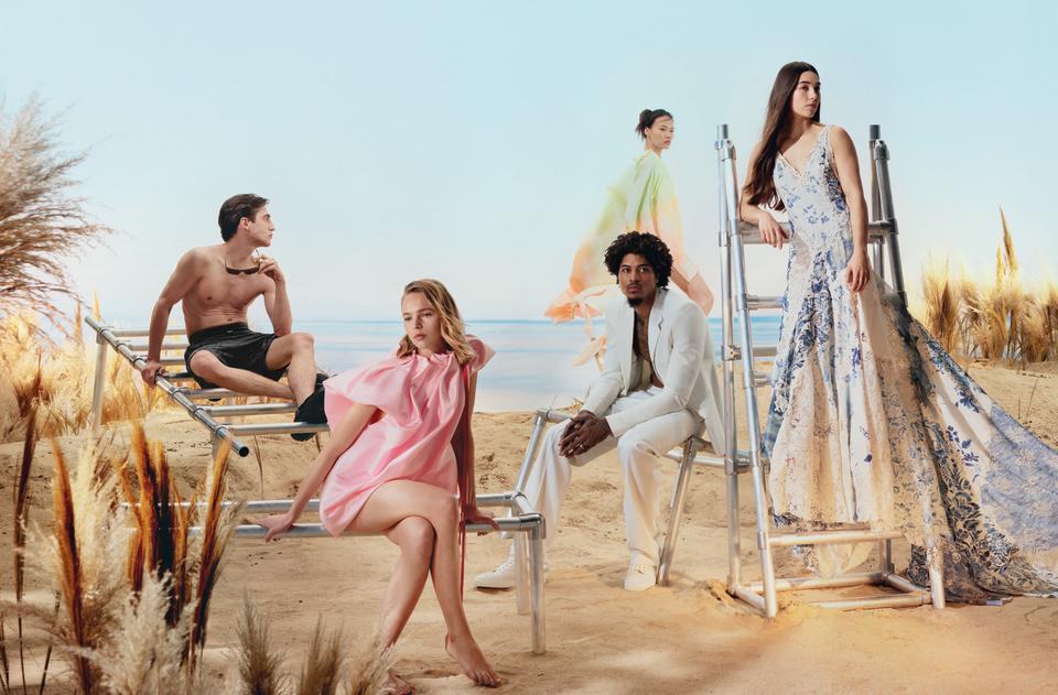 The cover of The Book with models Anatol Modzelewski in Amiri, Puck Schrover in Simon Rocha, Kelly Oubre Jr. in Givenchy and Christian Louboutin, Meng Zheng in Zimmerman, Brooke Raboutou in Ralph Lauren. 