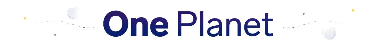 A banner-style logo for One Planet